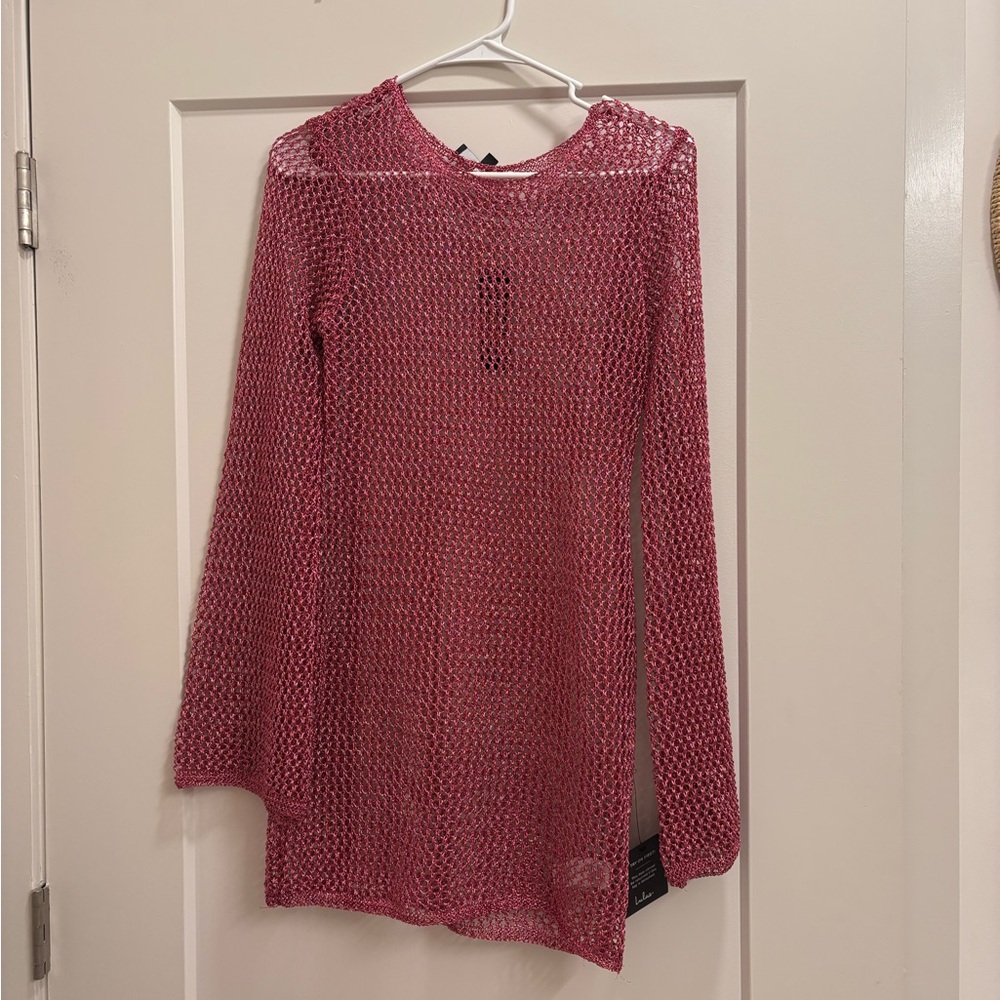 Pink Netted shimmery Long Sleeve Top